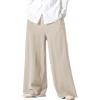 imageFlygo Mens Linen Pants Casual Wide Leg Baggy Pants Summer Cotton Elastic Waist Yoga Beach Palazzo TrousersKhaki