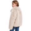 imageFlygo Girls Faux Fur Coat Kids Fluffy Long Sleeve Lapel Collar Open Front Jacket Warm Winter Shaggy Outwear with PocketsBeige