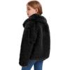 imageFlygo Girls Faux Fur Coat Kids Fluffy Long Sleeve Lapel Collar Open Front Jacket Warm Winter Shaggy Outwear with PocketsBlack