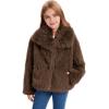 imageFlygo Girls Faux Fur Coat Kids Fluffy Long Sleeve Lapel Collar Open Front Jacket Warm Winter Shaggy Outwear with PocketsBrown