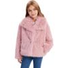 imageFlygo Girls Faux Fur Coat Kids Fluffy Long Sleeve Lapel Collar Open Front Jacket Warm Winter Shaggy Outwear with PocketsPink