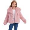 imageFlygo Girls Faux Fur Coat Kids Fluffy Long Sleeve Lapel Collar Open Front Jacket Warm Winter Shaggy Outwear with PocketsPink