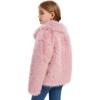 imageFlygo Girls Faux Fur Coat Kids Fluffy Long Sleeve Lapel Collar Open Front Jacket Warm Winter Shaggy Outwear with PocketsPink