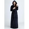 imageFlygo Womens Fuzzy Plush Long Hooded Robe Full Length Flannel Fleece Bathrobe Warm Housecoat Navy Medium