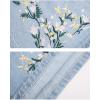 imageFlygo Womens Jean Skirt Flower Embroidery ALine Mini Denim SkirtLight Blue