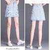 imageFlygo Womens Jean Skirt Flower Embroidery ALine Mini Denim SkirtLight Blue