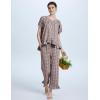 imageFlygo Womens Plaid 2 Piece Pajamas Sets Gingham Button Down Puff Sleeve Babydoll Shirt Ruffle Pants Y2K Pjs Lounge SetCoffee