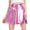 imageFlygo Womens Wet Look PU Leather Skirt Flared Pub Club Mini SkirtsPurple