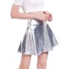 imageFlygo Womens Wet Look PU Leather Skirt Flared Pub Club Mini SkirtsSilver