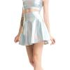 imageFlygo Womens Wet Look PU Leather Skirt Flared Pub Club Mini SkirtsWhite