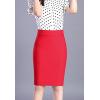imageFlygo Womens Work Business Office Pencil Skirt Stretchy Knee Length Bodycon SkirtsRed