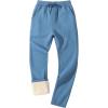 imageFlygo Mens Fleece Lined Sherpa Sweatpants Winter Warm Pants Jogger Lounge Athletic Pant with PocketsBluegreyopen Bottom