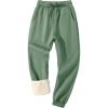 imageFlygo Mens Fleece Lined Sherpa Sweatpants Winter Warm Pants Jogger Lounge Athletic Pant with PocketsGreenribbed Bottom