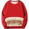 imageFlygo Mens Winter Warm Sherpa Lined Crewneck Sweatshirt Fleece Pullover TopsRed