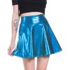 imageFlygo Womens Wet Look PU Leather Skirt Flared Pub Club Mini SkirtsBlue
