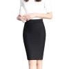 imageFlygo Womens Work Business Office Pencil Skirt Stretchy Knee Length Bodycon SkirtsBlack