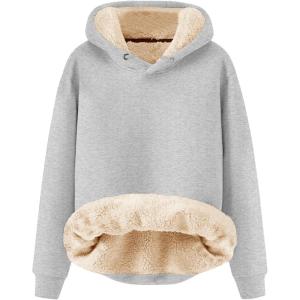 imageFlygo Mens Winter Warm Sherpa Lined Crewneck Sweatshirt Fleece Pullover Tops02 Hooded Grey
