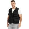 imageFlygo Mens Casual Lightweight Outdoor Fishing Work Safari Travel Photo Cargo Vest Jacket Multi PocketsBlack