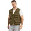 imageFlygo Mens Casual Lightweight Outdoor Fishing Work Safari Travel Photo Cargo Vest Jacket Multi PocketsKhaki