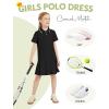 imageFlygo Girls Athletic Polo Dress for Tennis Golf Breathable Pique with Ruffle Trim Short Sleeve Summer Active Sports DressesBlack