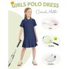 imageFlygo Girls Athletic Polo Dress for Tennis Golf Breathable Pique with Ruffle Trim Short Sleeve Summer Active Sports DressesNavy