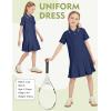 imageFlygo Girls Athletic Polo Dress for Tennis Golf Breathable Pique with Ruffle Trim Short Sleeve Summer Active Sports DressesNavy