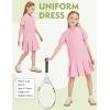 imageFlygo Girls Athletic Polo Dress for Tennis Golf Breathable Pique with Ruffle Trim Short Sleeve Summer Active Sports DressesPink