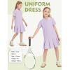 imageFlygo Girls Athletic Polo Dress for Tennis Golf Breathable Pique with Ruffle Trim Short Sleeve Summer Active Sports DressesPurple