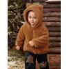 imageFlygo Girls Boys Fleece Hooded Jacket Unisex Toddler Sweatshirt Bear Ear Zip Up Sweater Outwear HoodieBrown