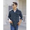 imageFlygo Mens Flannel Shirts Pearl Snap Long Sleeve Checkered Western Cowboy Brushed Plaid Regular Fit ShirtBlue