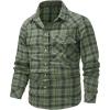 imageFlygo Mens Flannel Shirts Pearl Snap Long Sleeve Checkered Western Cowboy Brushed Plaid Regular Fit ShirtGreen
