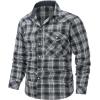 imageFlygo Mens Flannel Shirts Pearl Snap Long Sleeve Checkered Western Cowboy Brushed Plaid Regular Fit ShirtGrey