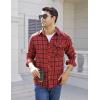 imageFlygo Mens Flannel Shirts Pearl Snap Long Sleeve Checkered Western Cowboy Brushed Plaid Regular Fit ShirtRed