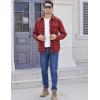 imageFlygo Mens Flannel Shirts Pearl Snap Long Sleeve Checkered Western Cowboy Brushed Plaid Regular Fit ShirtRed