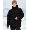 imageFlygo Mens Hooded Puffer Jacket Insulated Winter Waterproof Warm Coat Zipper Down Quilted JacketsBlack