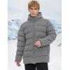 imageFlygo Mens Hooded Puffer Jacket Insulated Winter Waterproof Warm Coat Zipper Down Quilted JacketsDarkgrey