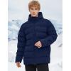 imageFlygo Mens Hooded Puffer Jacket Insulated Winter Waterproof Warm Coat Zipper Down Quilted JacketsNavy Blue