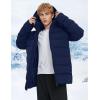 imageFlygo Mens Hooded Puffer Jacket Insulated Winter Waterproof Warm Coat Zipper Down Quilted JacketsNavy Blue