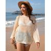 imageFlygo Swimsuit Coverup for Women Crochet Beach Cover Ups Summer Bathing Suit Cover Up Knit Beach Dress Vacation OutfitsApricot