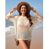 imageFlygo Swimsuit Coverup for Women Crochet Beach Cover Ups Summer Bathing Suit Cover Up Knit Beach Dress Vacation OutfitsApricot