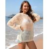 imageFlygo Swimsuit Coverup for Women Crochet Beach Cover Ups Summer Bathing Suit Cover Up Knit Beach Dress Vacation OutfitsApricot