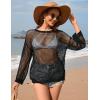 imageFlygo Swimsuit Coverup for Women Crochet Beach Cover Ups Summer Bathing Suit Cover Up Knit Beach Dress Vacation OutfitsBlack
