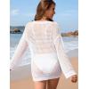 imageFlygo Swimsuit Coverup for Women Crochet Beach Cover Ups Summer Bathing Suit Cover Up Knit Beach Dress Vacation OutfitsWhite