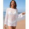 imageFlygo Swimsuit Coverup for Women Crochet Beach Cover Ups Summer Bathing Suit Cover Up Knit Beach Dress Vacation OutfitsWhite