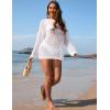 imageFlygo Swimsuit Coverup for Women Crochet Beach Cover Ups Summer Bathing Suit Cover Up Knit Beach Dress Vacation OutfitsWhite