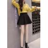 imageFlygo Womens High Waist ALine Flared Pleated Swing Wool Mini Skirt SkortBlack