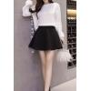 imageFlygo Womens High Waist ALine Flared Pleated Swing Wool Mini Skirt SkortBlack