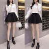 imageFlygo Womens High Waist ALine Flared Pleated Swing Wool Mini Skirt SkortBlack