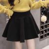 imageFlygo Womens High Waist ALine Flared Pleated Swing Wool Mini Skirt SkortBlack