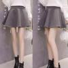 imageFlygo Womens High Waist ALine Flared Pleated Swing Wool Mini Skirt SkortGrey
